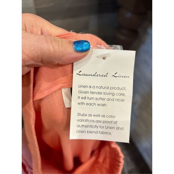 Bagatelle 14 NWT peach linen pleated waist dress pants w/side pockets - Picture 6 of 7